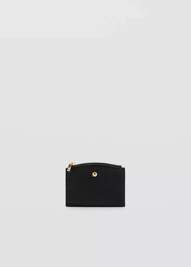 Black Wallet With Button Flap, Black, medium