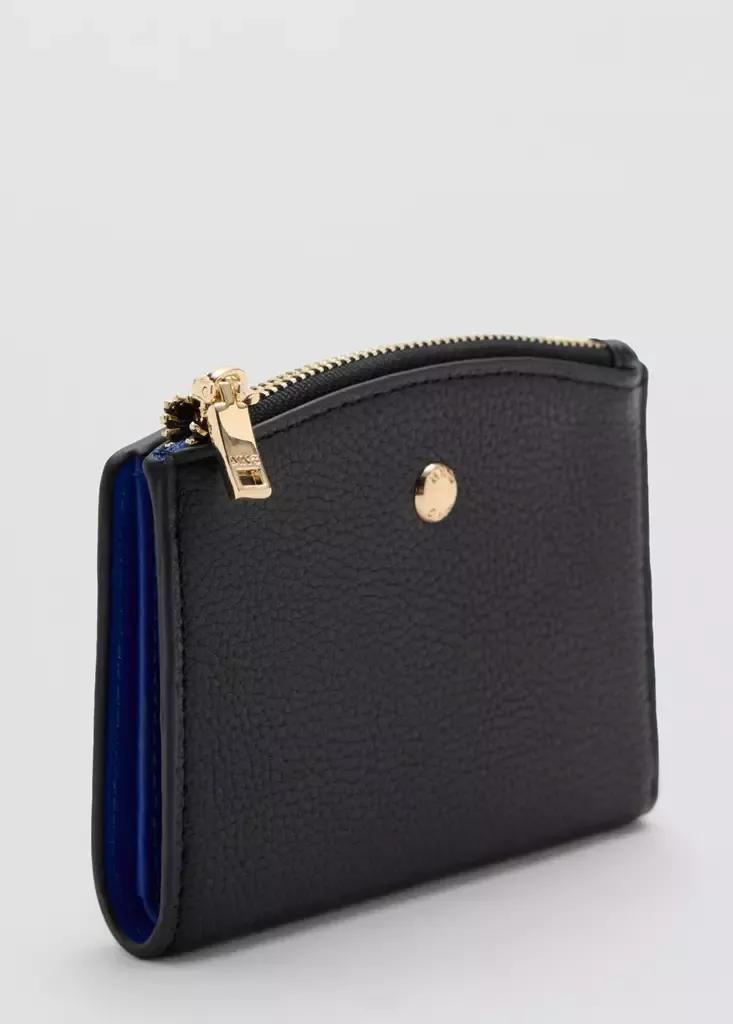 Black Wallet With Button Flap, Black, large image number 1