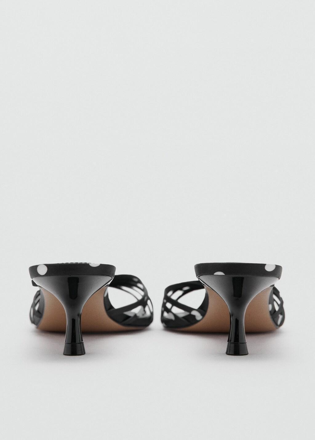 Black Polka Dot Heeled Sandals With Bow, Black, large image number 1