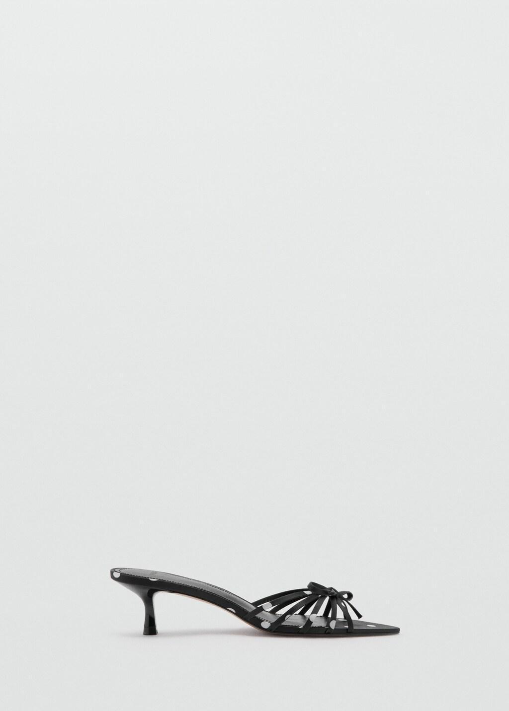 Black Polka Dot Heeled Sandals With Bow, Black, large image number 3