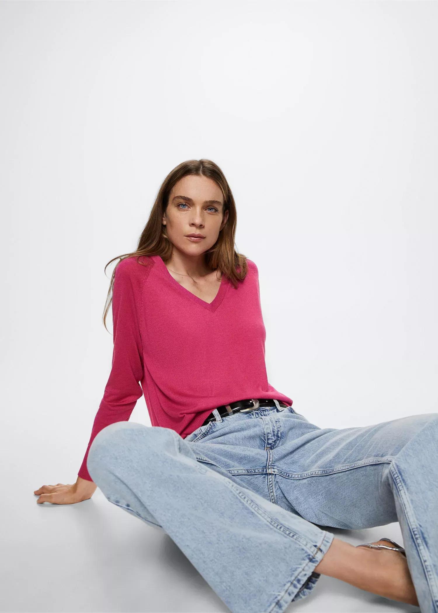 Pink Fine-Knit Sweater, , large image number 1