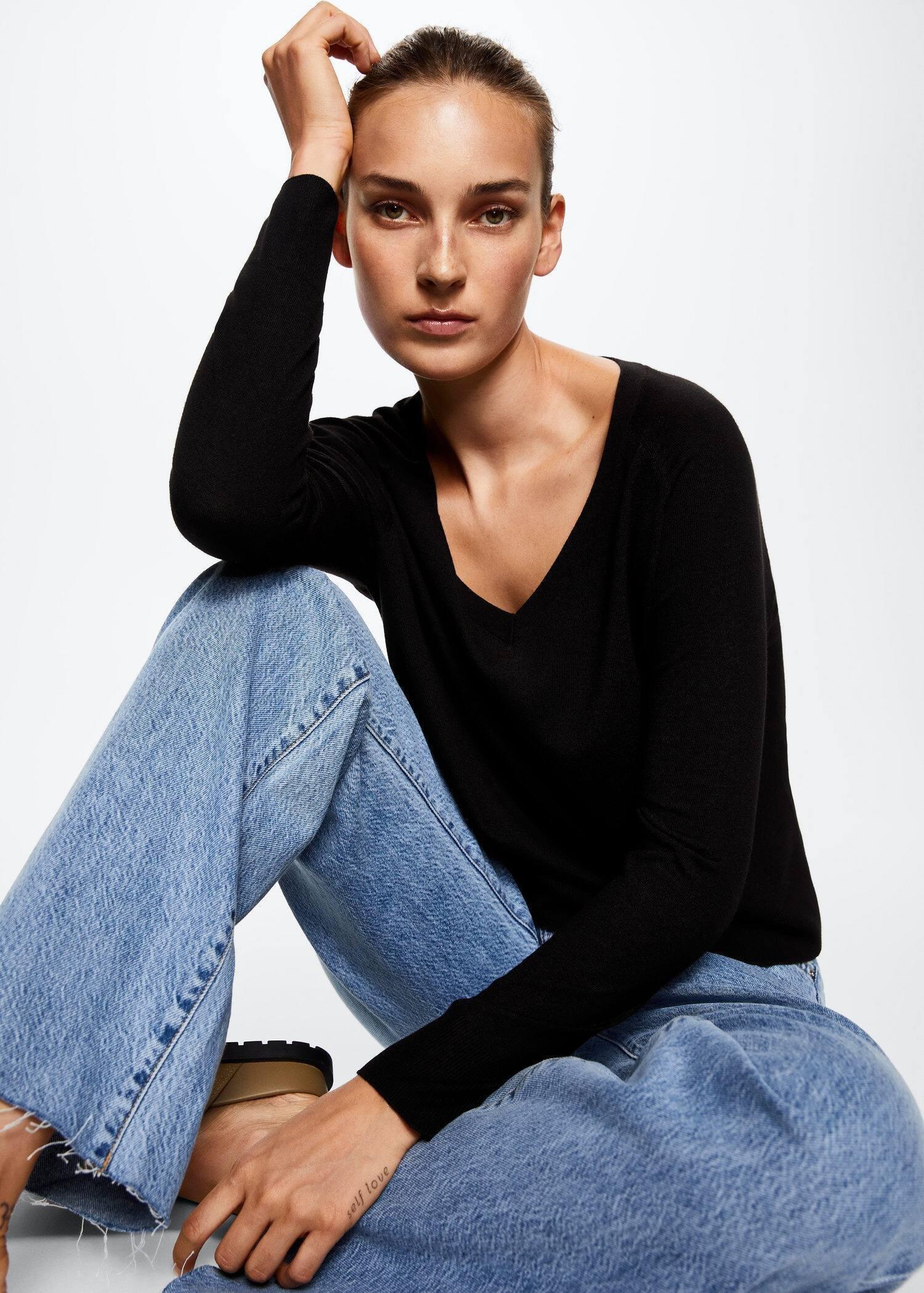 Black Fine-Knit Sweater, , large image number 0