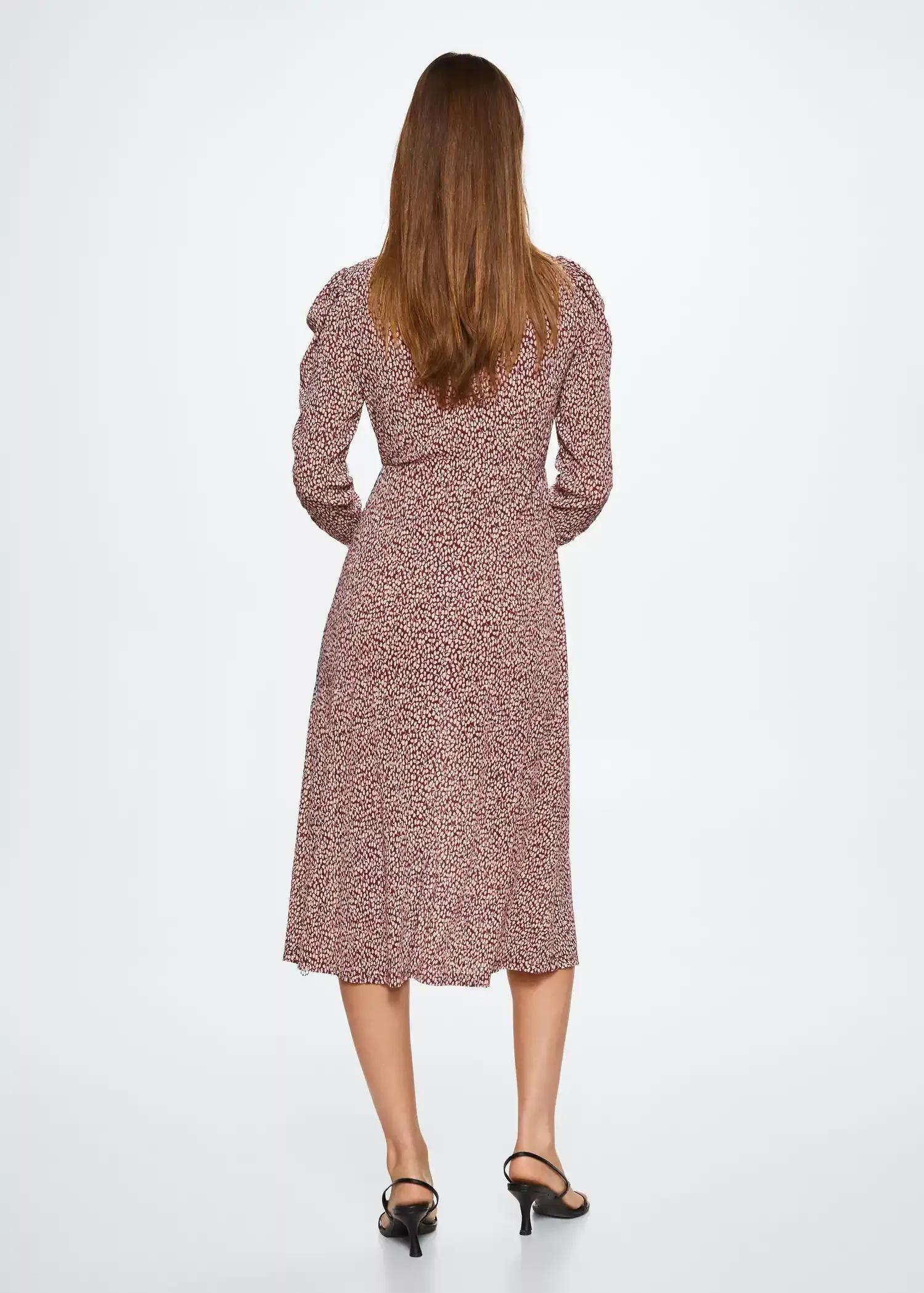 dark red Printed pleated dress, , large image number 1