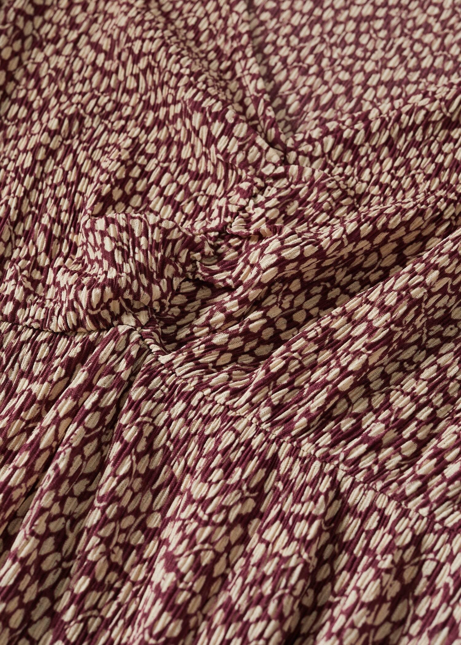 dark red Printed pleated dress, , large image number 4