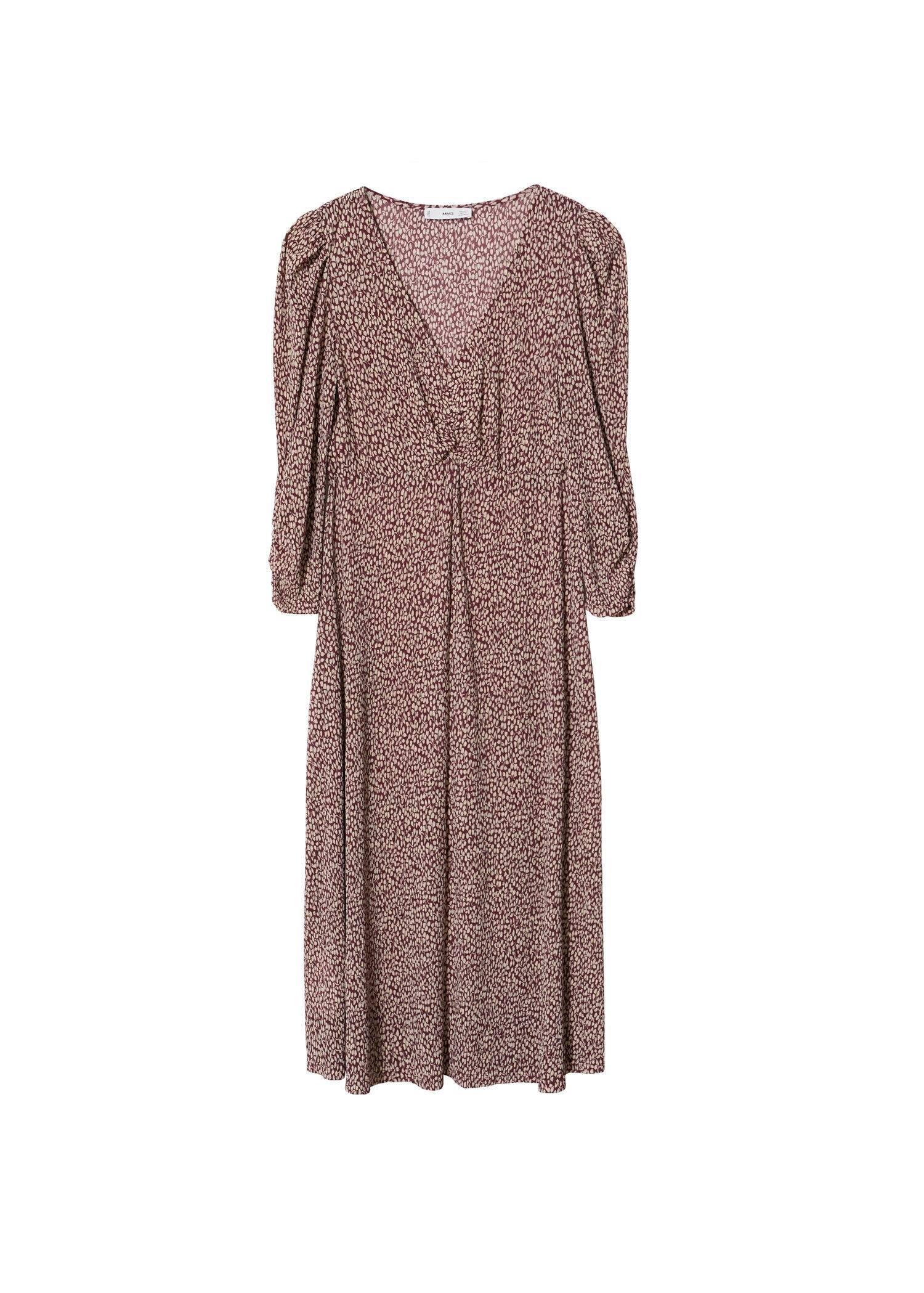 dark red Printed pleated dress, , large image number 6