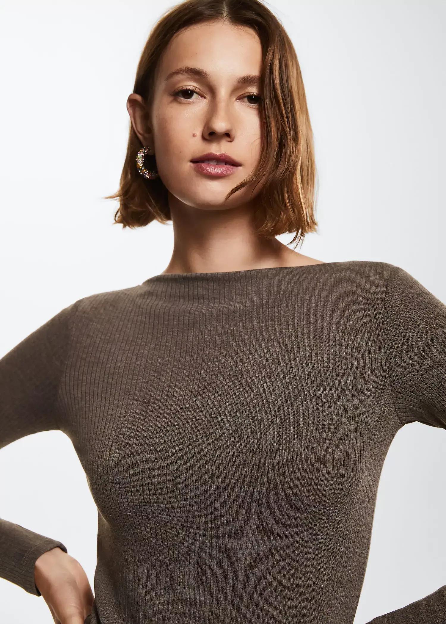Brown Ribbed Short Dress, , large image number 2