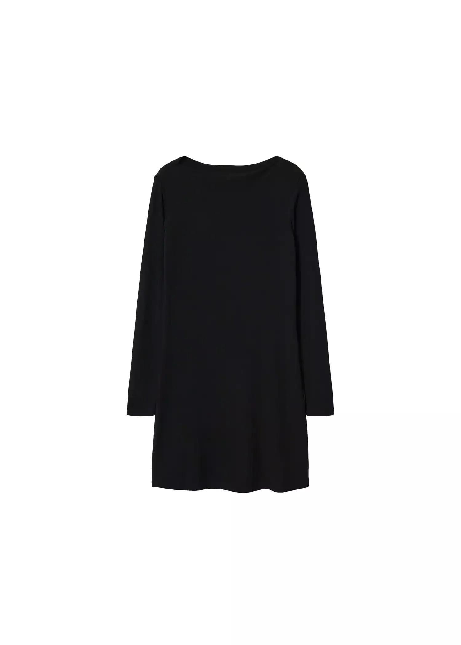 Black Ribbed Short Dress, , large image number 6