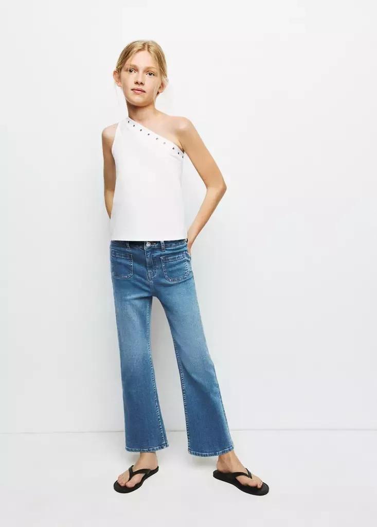 Blue Flared Jeans With Pocket, Open Blue, large image number 0