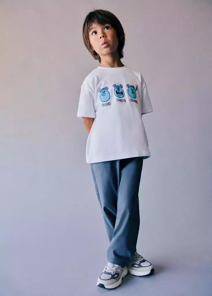 Blue Elastic Waist Cotton Trousers, Baby Boy, Medium Blue, large image number 0