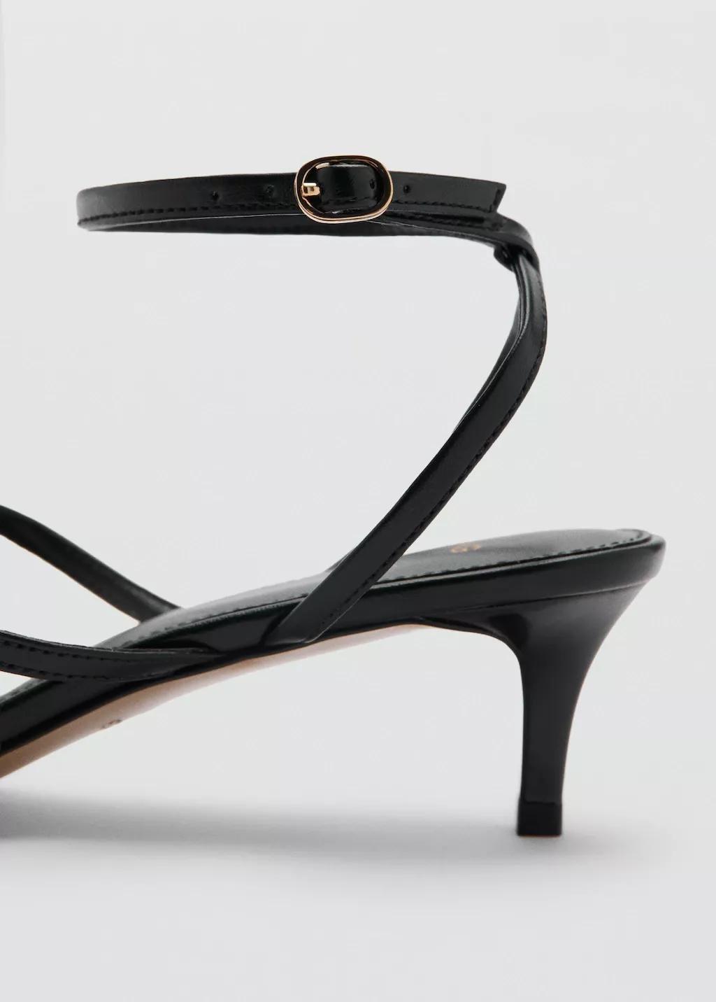 Black Heeled Sandal With Metallic Bead Straps, Black, large image number 1