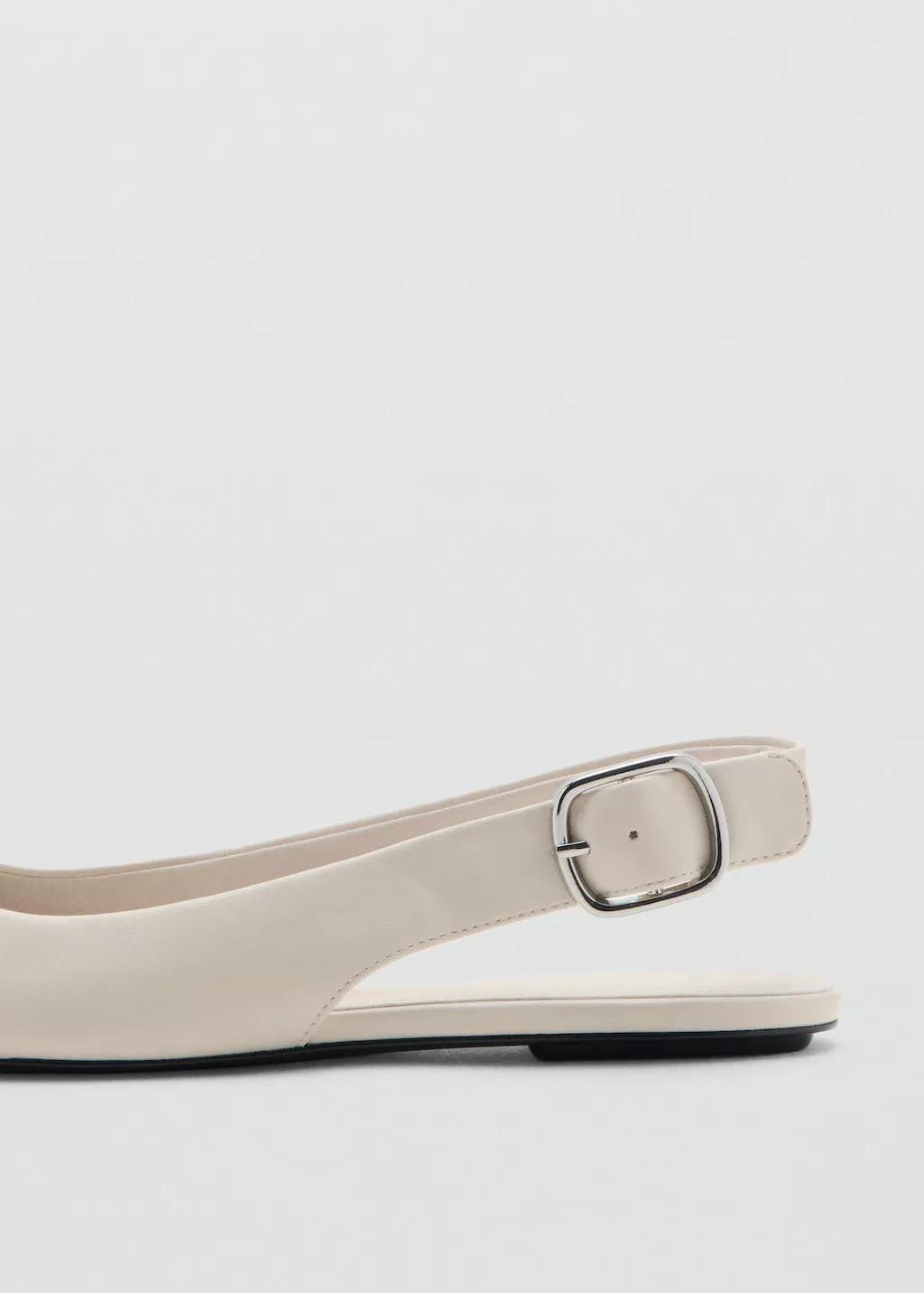 Beige Buckle Flat Shoes, Light Beige, large image number 1