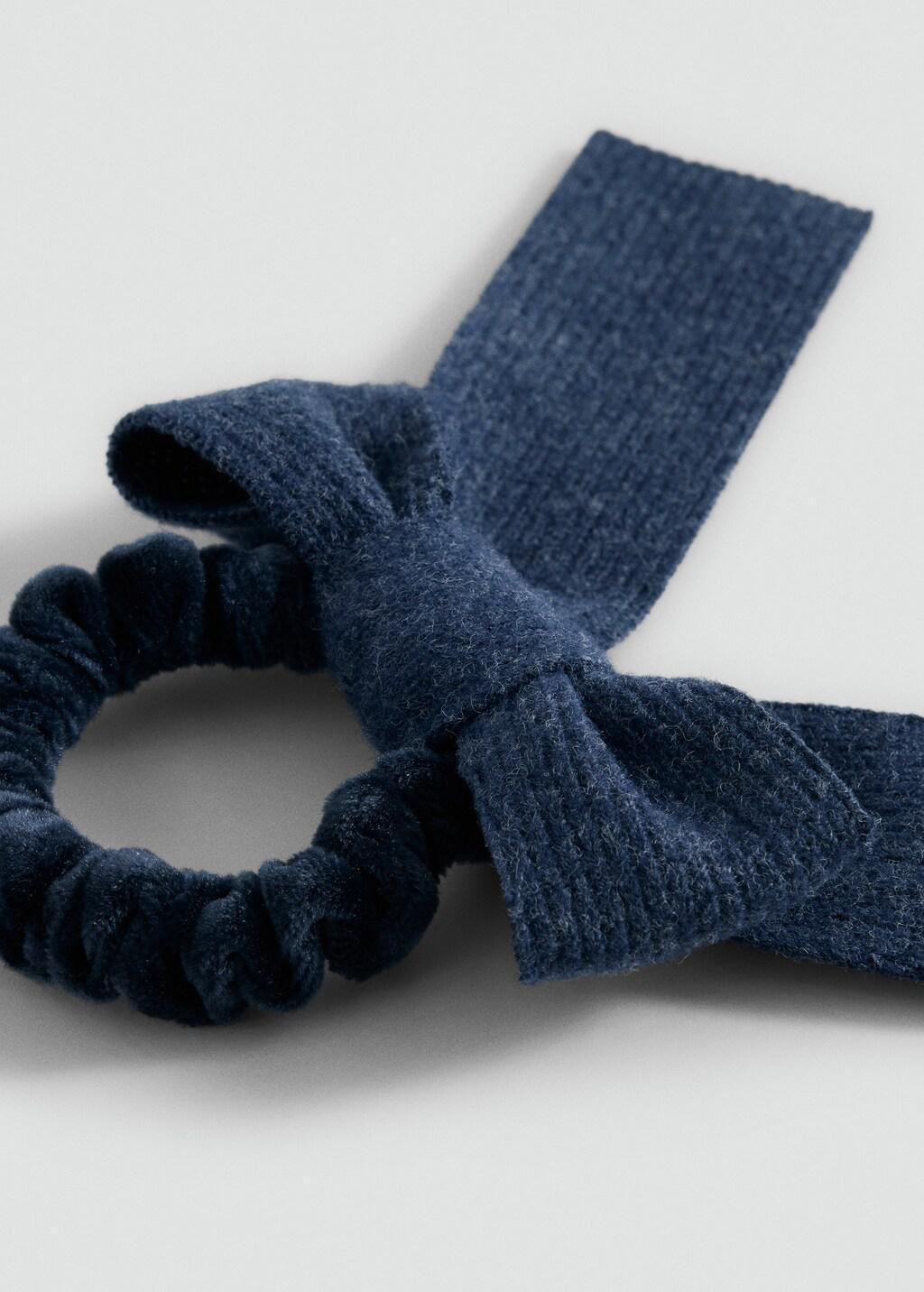 Navy Bow Scrunchie, Kids Girls, Navy, large image number 0