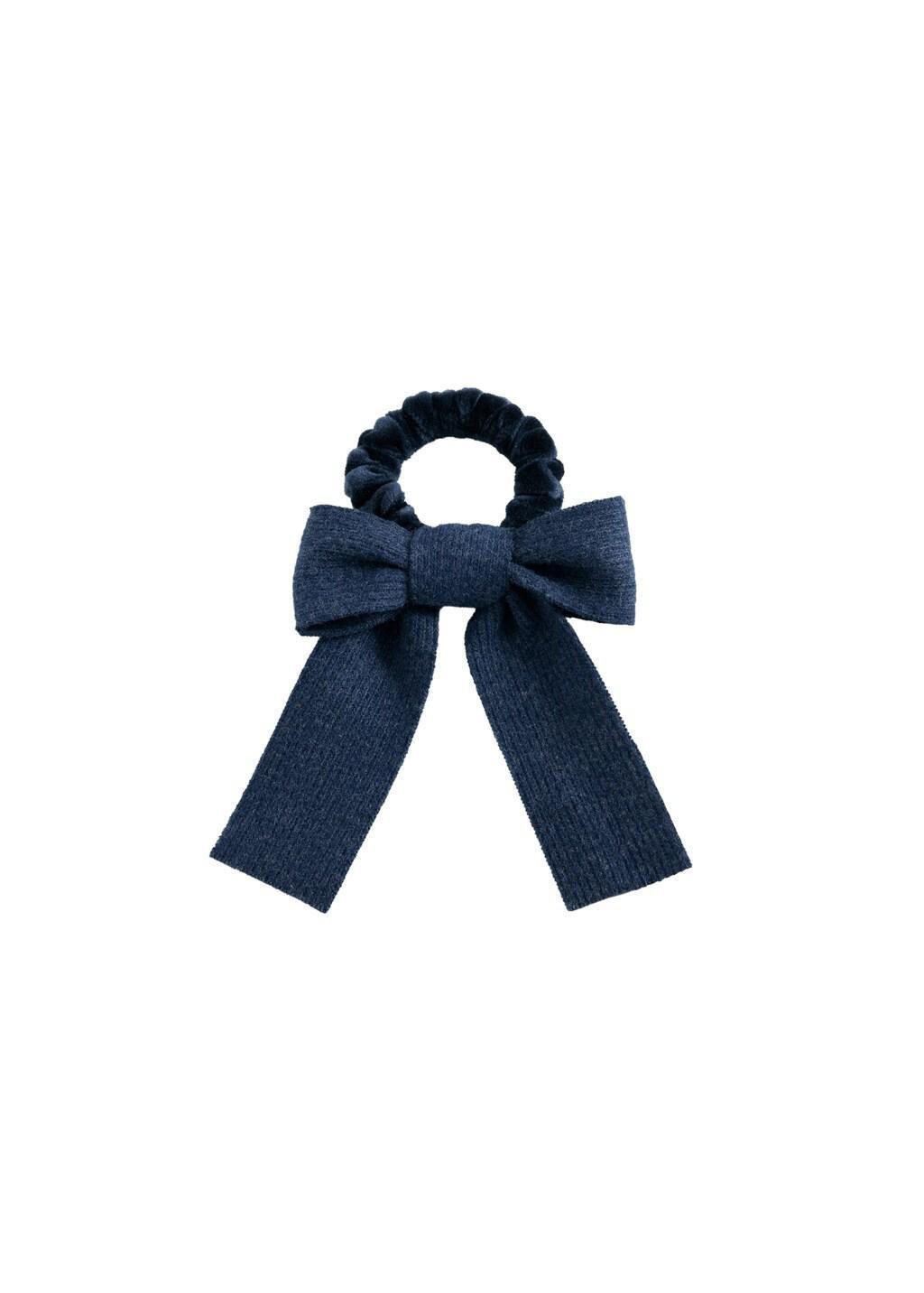 Navy Bow Scrunchie, Kids Girls, Navy, large image number 1