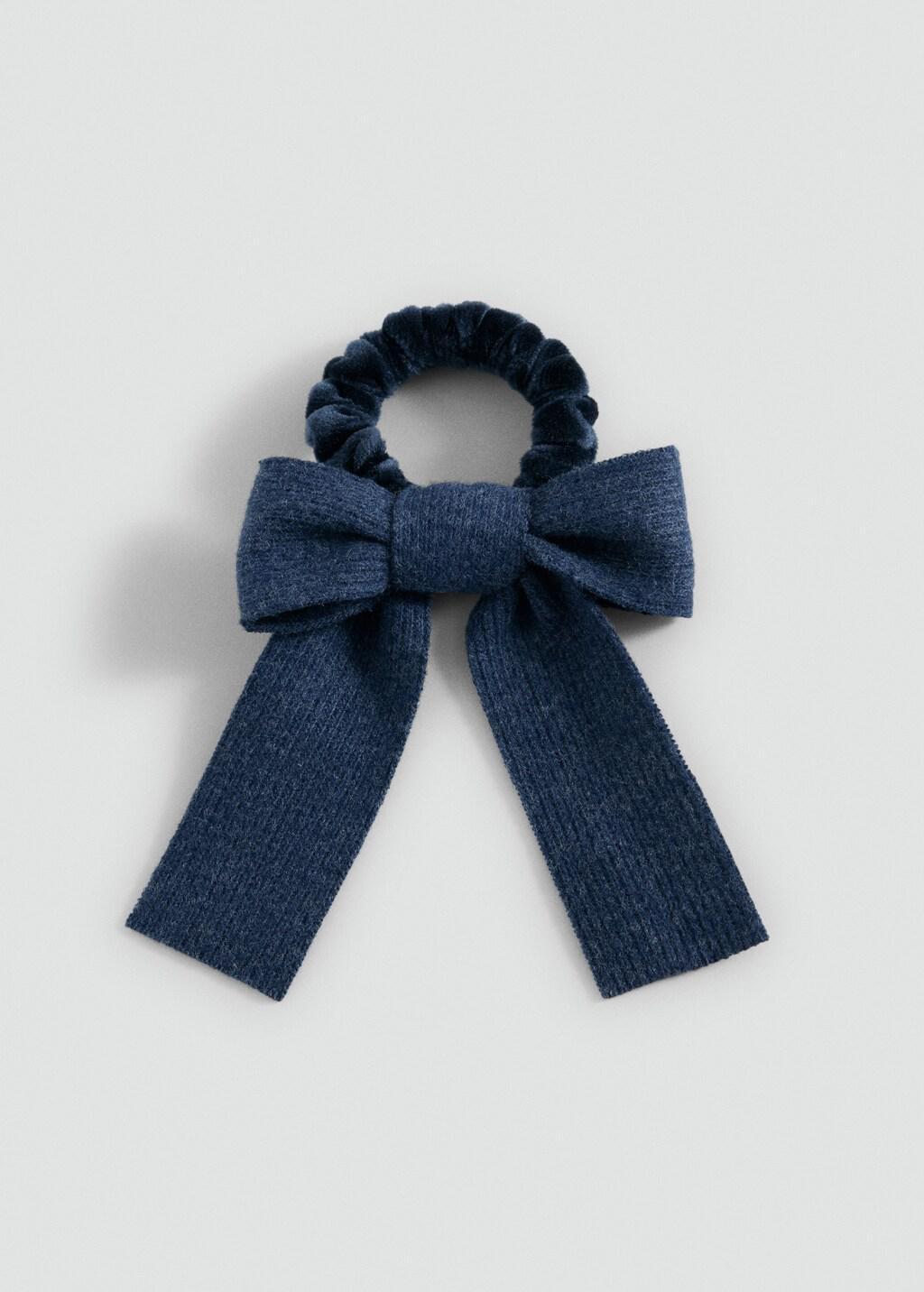 Navy Bow Scrunchie, Kids Girls, Navy, large image number 2