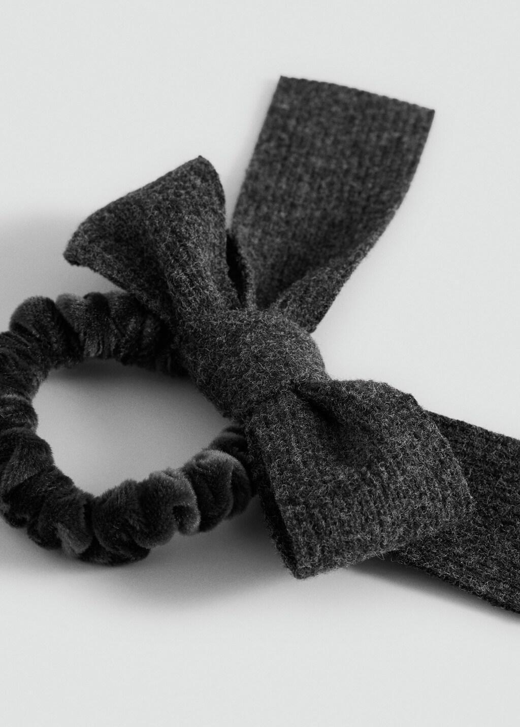 Grey Bow Scrunchie, Kids Girls, Grey, large image number 0