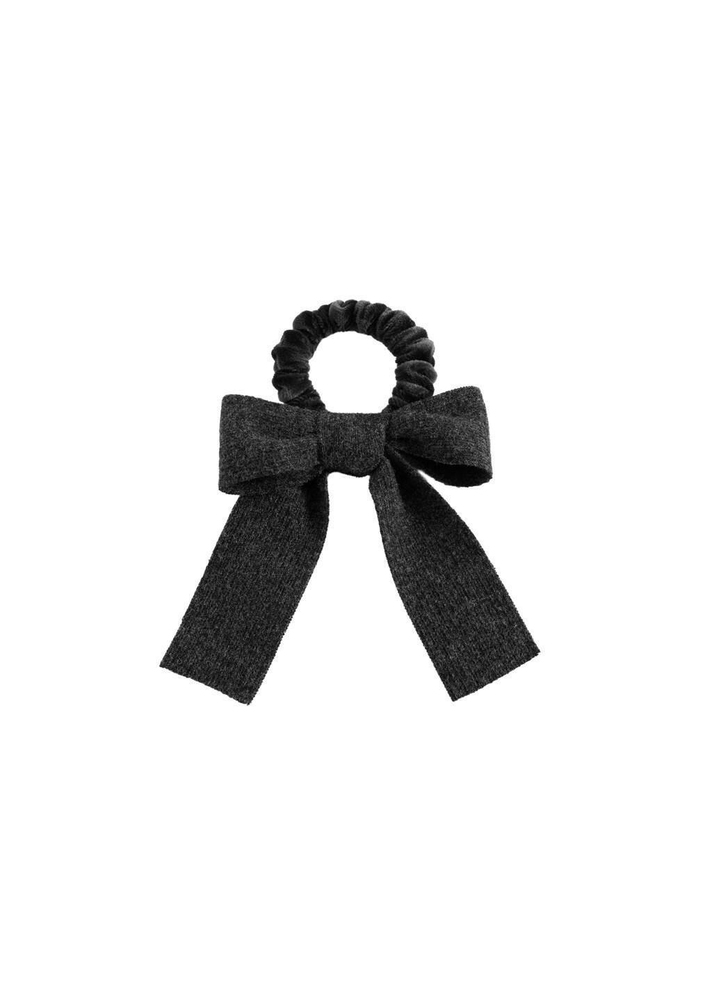Grey Bow Scrunchie, Kids Girls, Grey, large image number 1