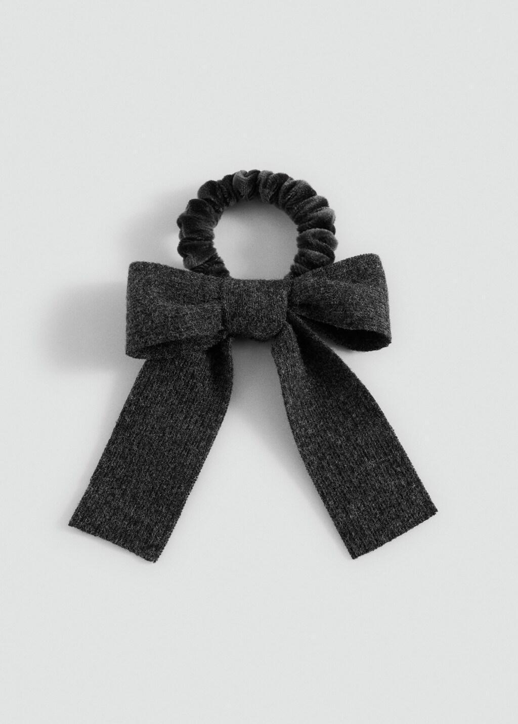 Grey Bow Scrunchie, Kids Girls, Grey, large image number 2
