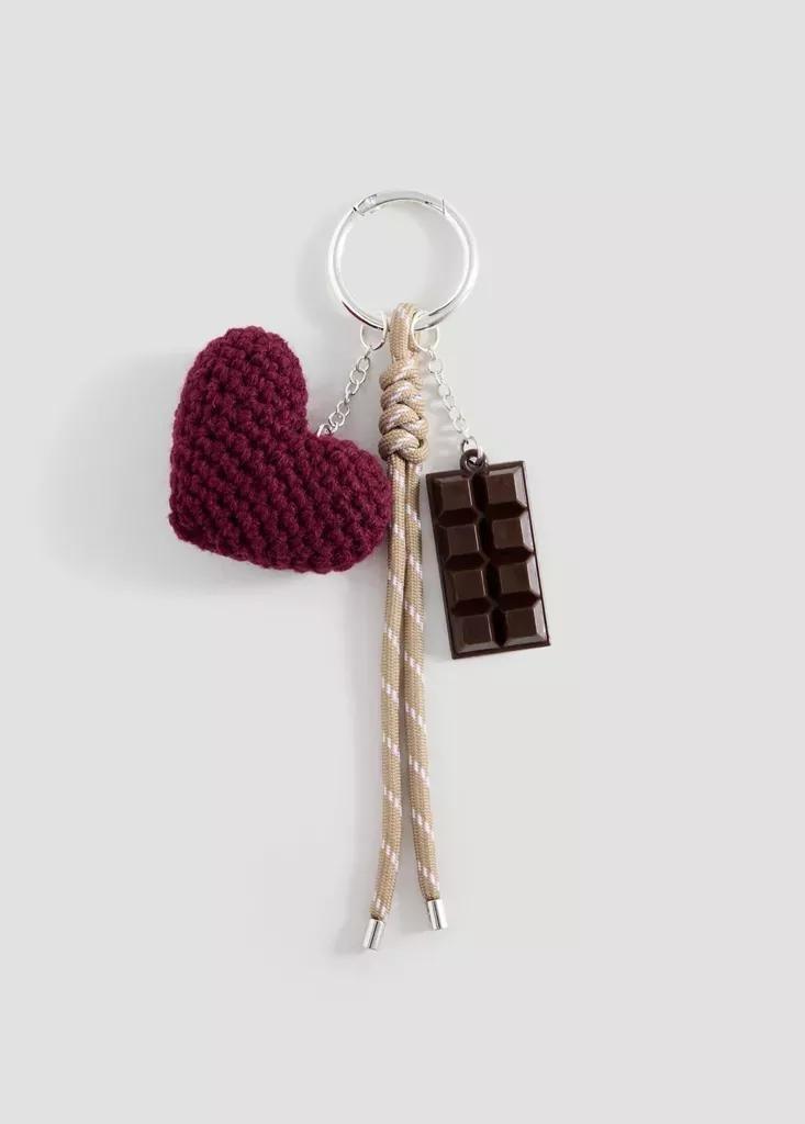 Red Charms Key Ring, Kids Girls, Dark Red, large image number 0