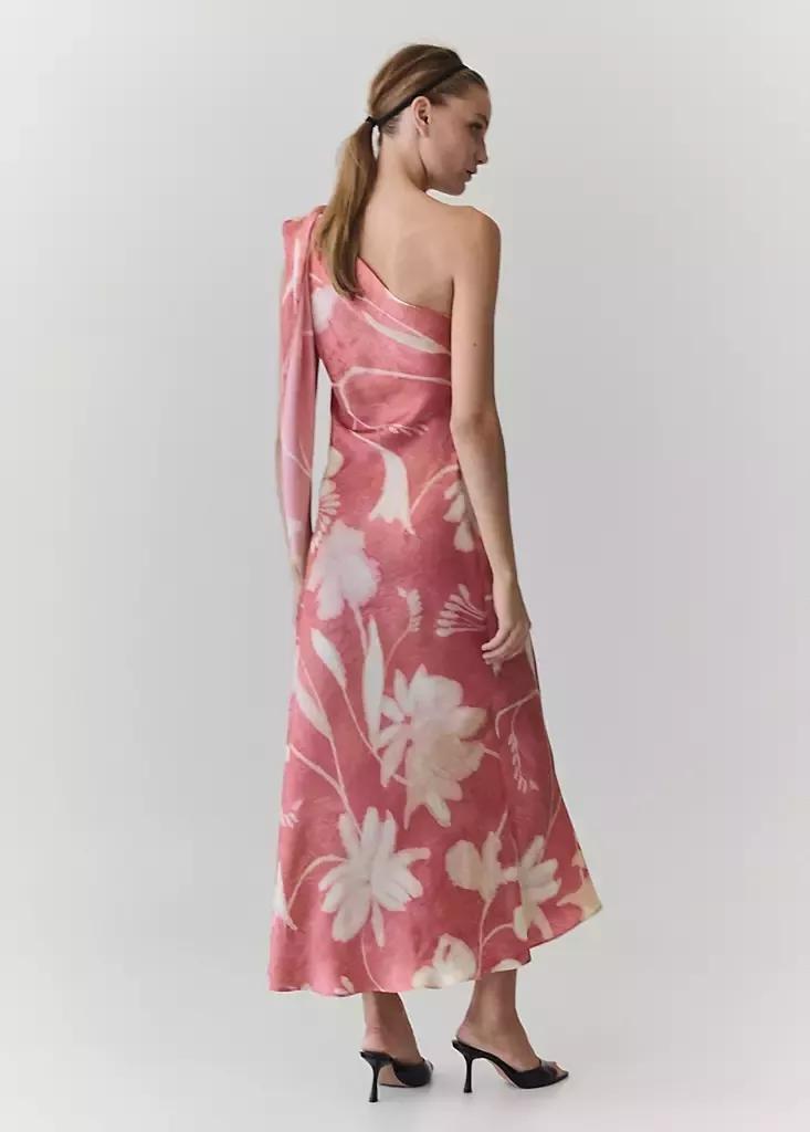 Pink Asymmetrical Floral-Print Dress, Pink, large image number 2
