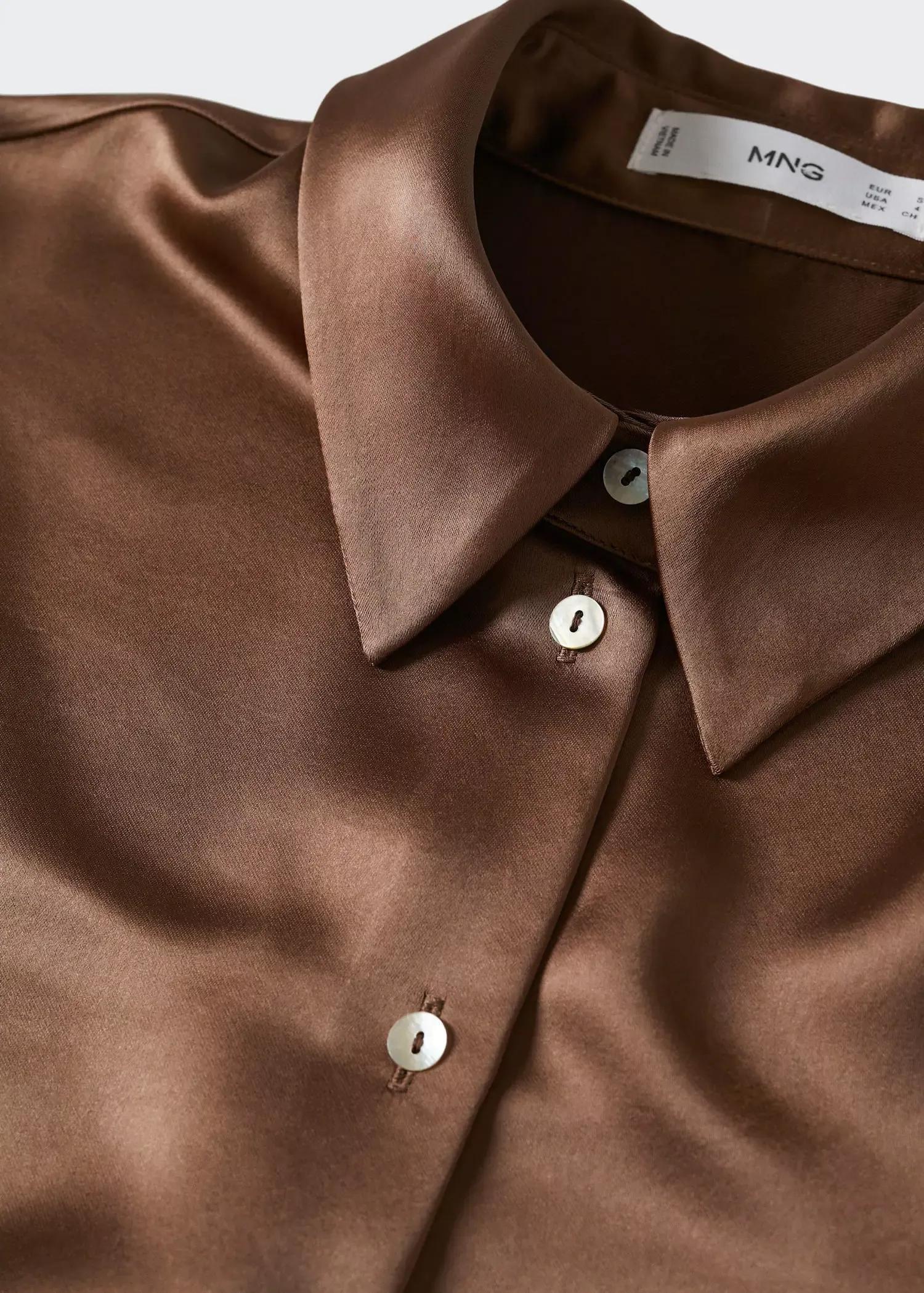 Brown Satin Buttoned Shirt, , large image number 4