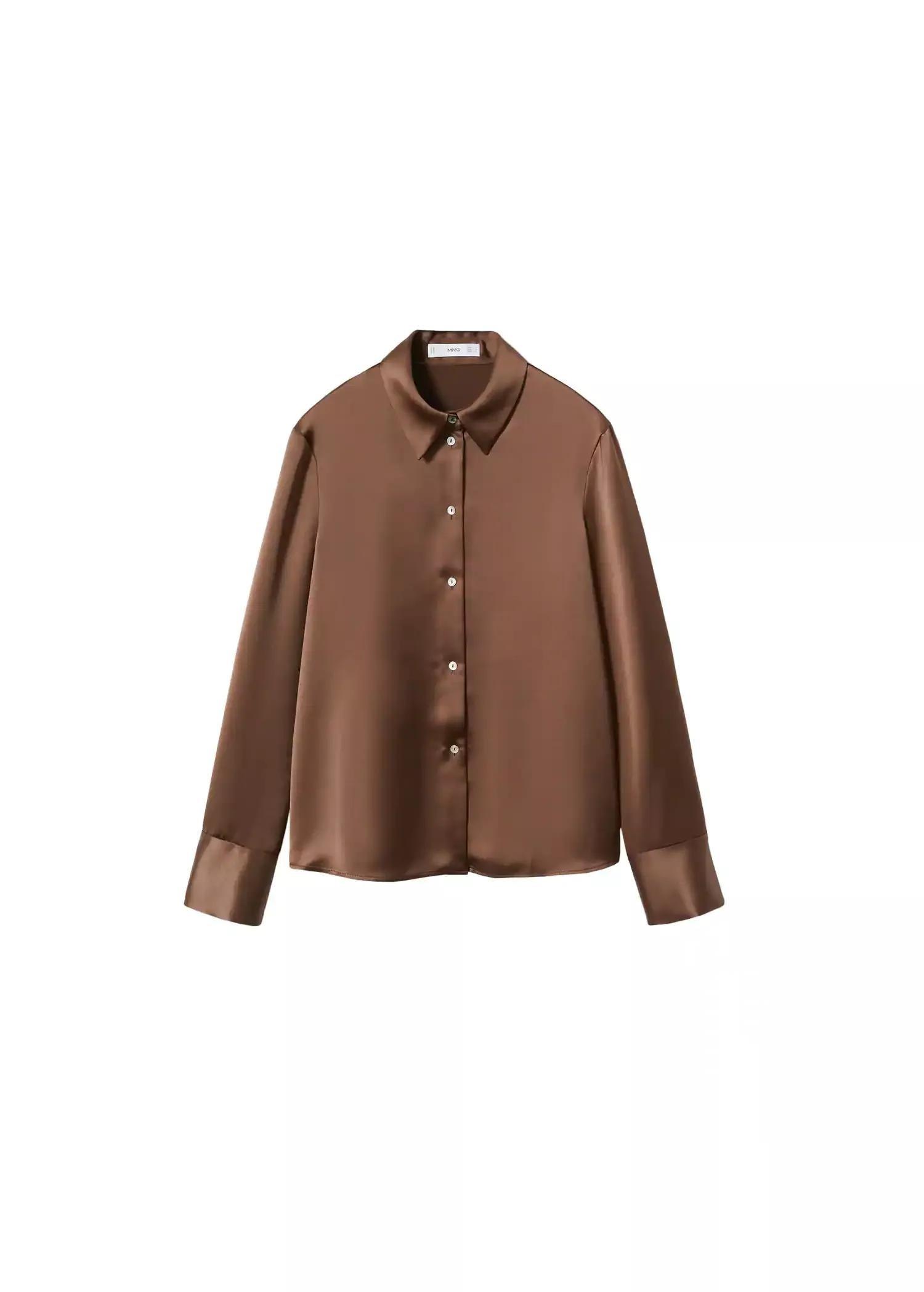 Brown Satin Buttoned Shirt, , large image number 6