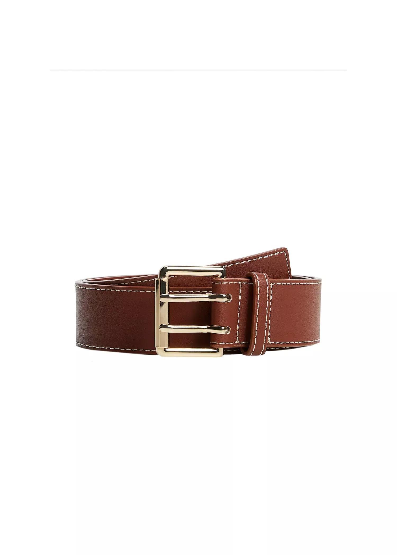 Brown Square Buckle Belt, , large image number 0