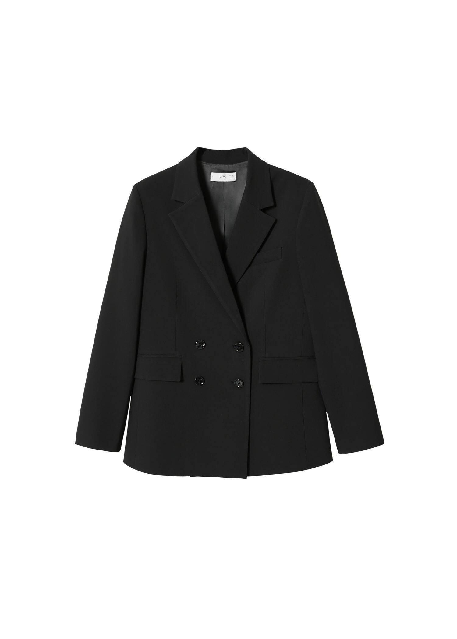 Black Double-Breasted Blazer, , large image number 0