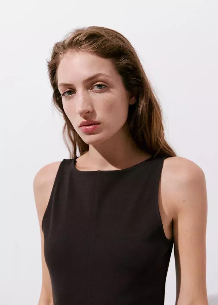 Brown Flared Knit Dress, , large image number 3