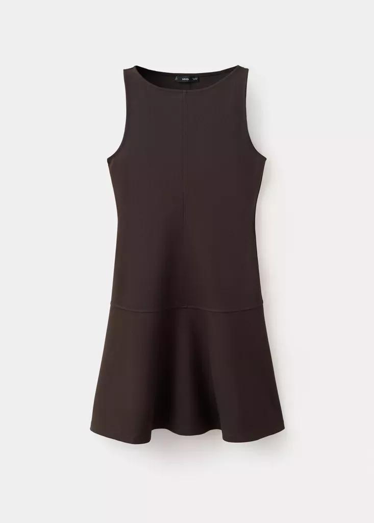 Brown Flared Knit Dress, , large image number 4