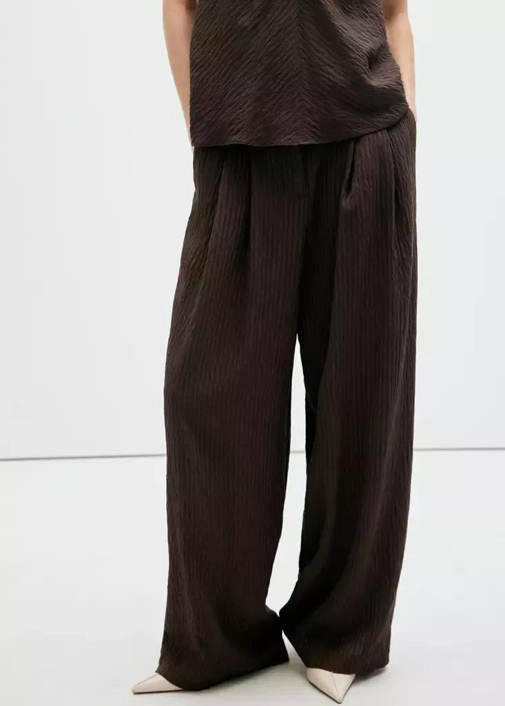 Brown Wide Leg Fluid Trousers, Brown, medium