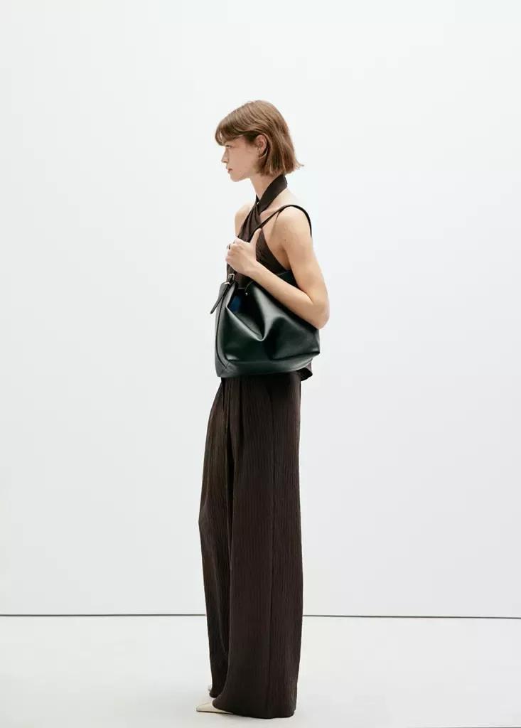 Brown Wide Leg Fluid Trousers, Brown, large image number 1