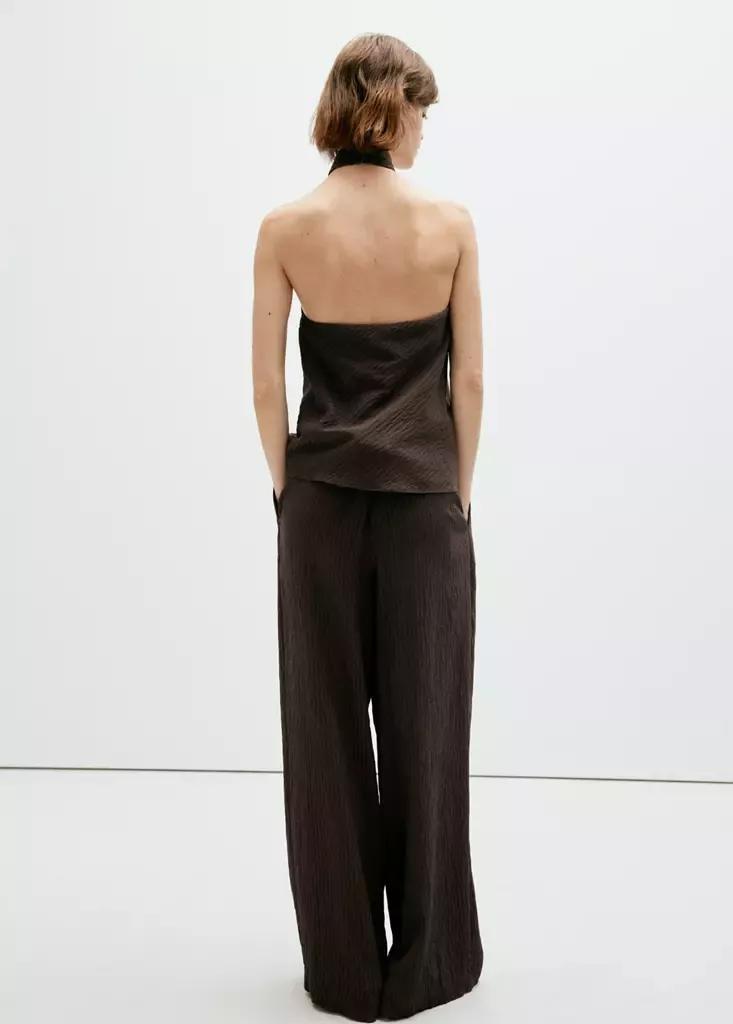 Brown Wide Leg Fluid Trousers, Brown, medium
