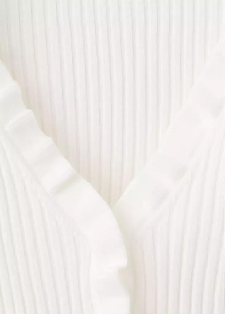 Beige Ribbed Ruffle Cardigan, Light Beige, large image number 5