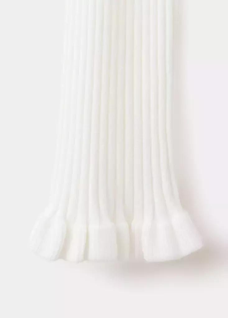 Beige Ribbed Ruffle Cardigan, Light Beige, large image number 6