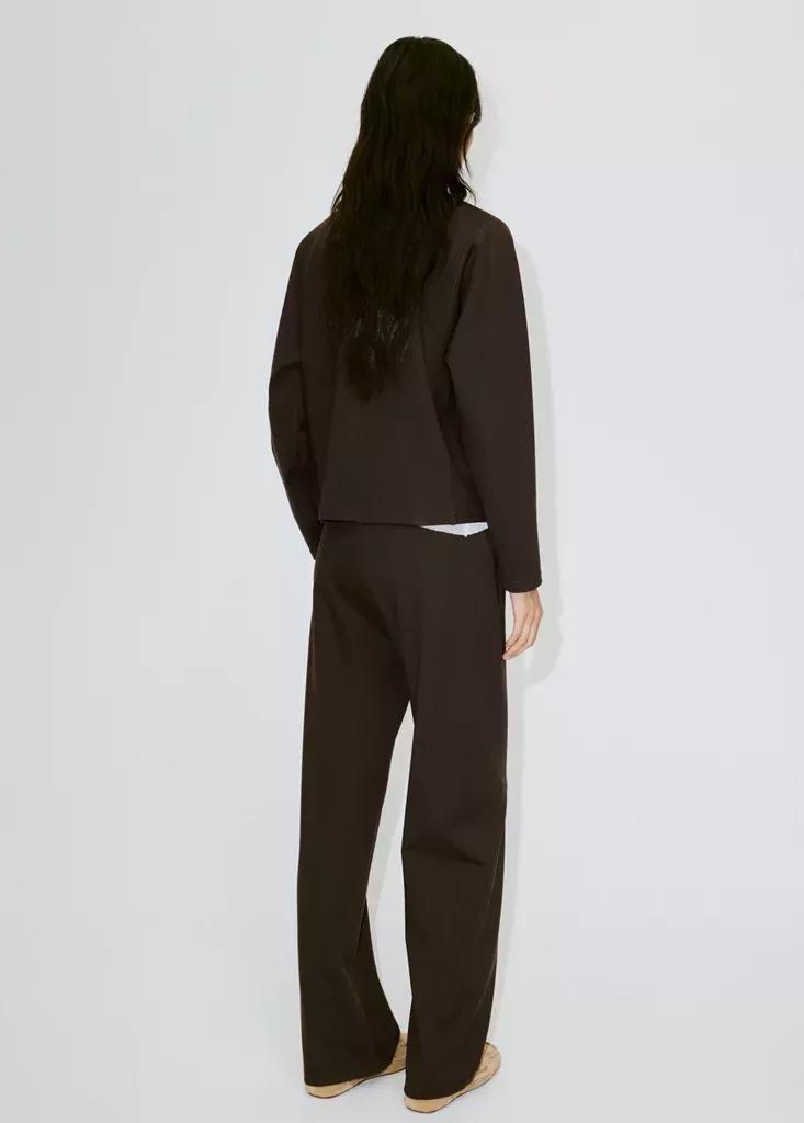Brown Fine-Knit Straight-Fit Trousers, Brown, large image number 2