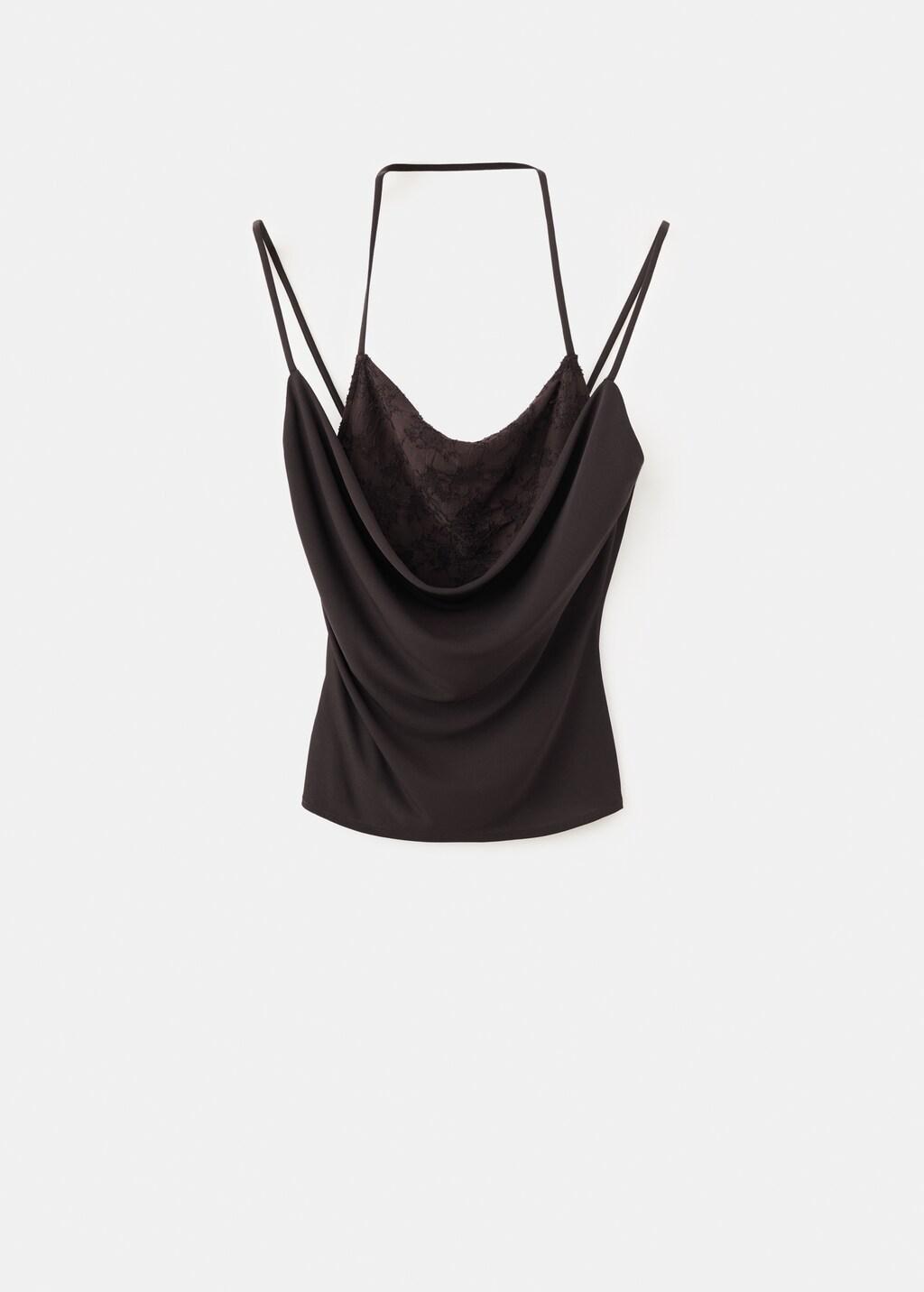 BROWN Devorأ&copy; overlay halter top, Women, Brown, large image number 6