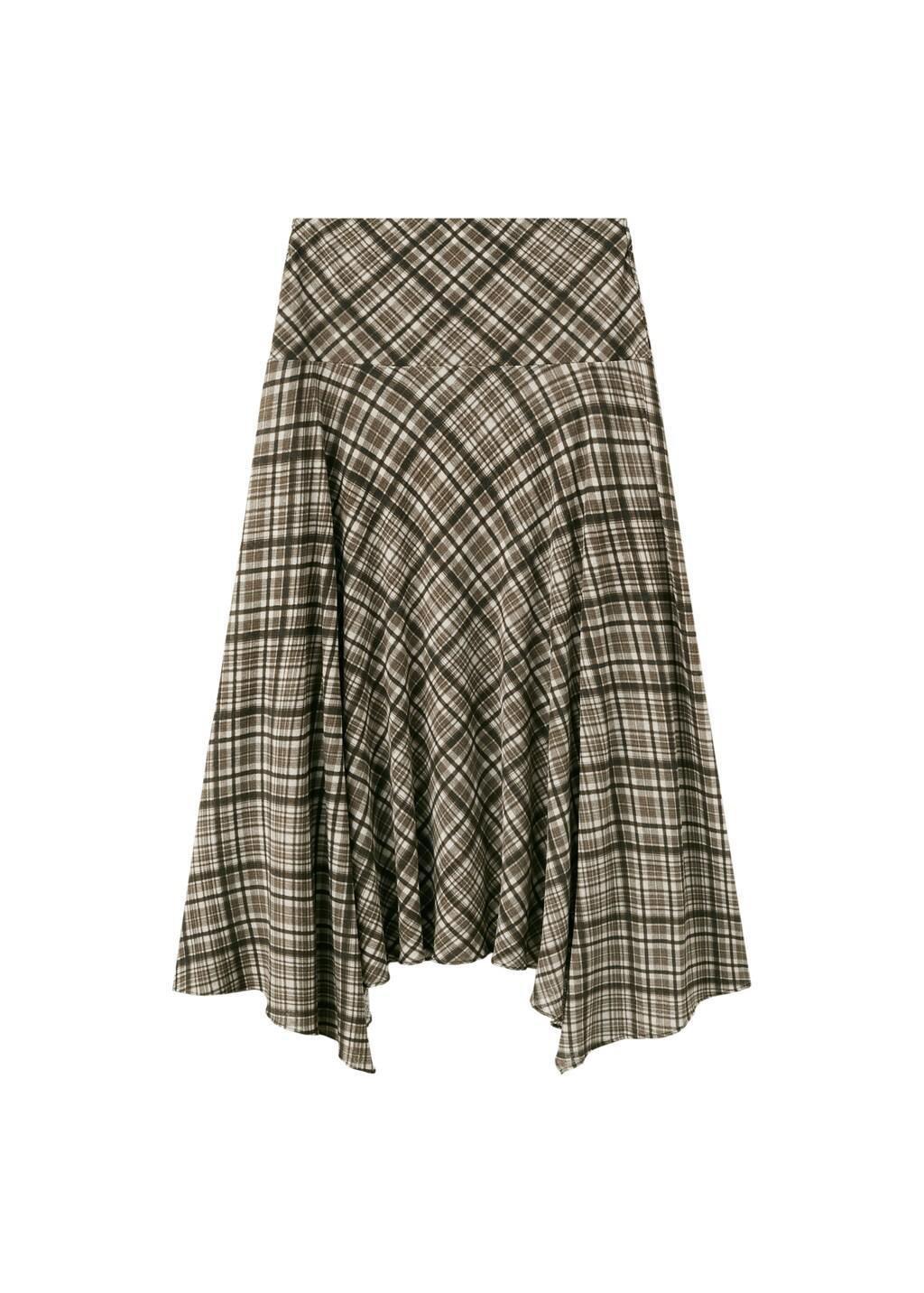 BROWN Checked asymmetric skirt, Brown, large image number 6