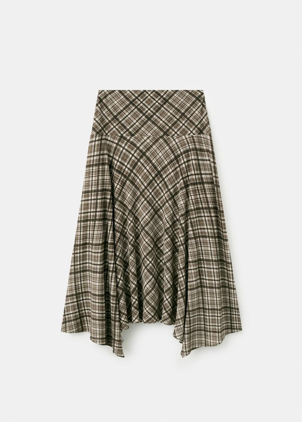BROWN Checked asymmetric skirt, Brown, large image number 7