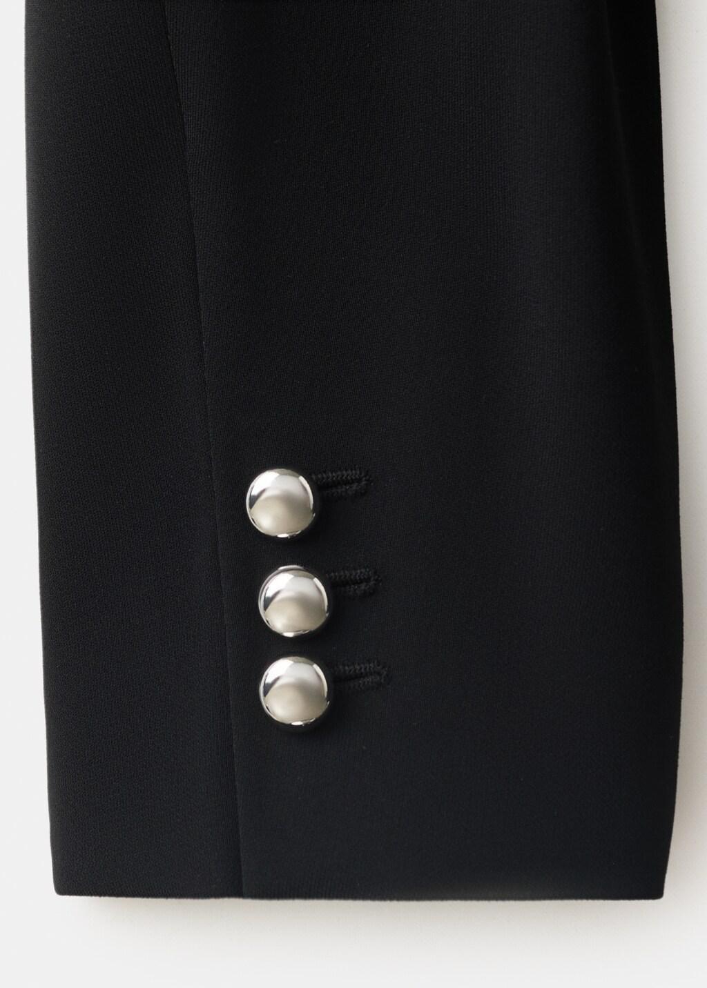 Black Double-Breasted Belted Suit Blazer, Black, large image number 3
