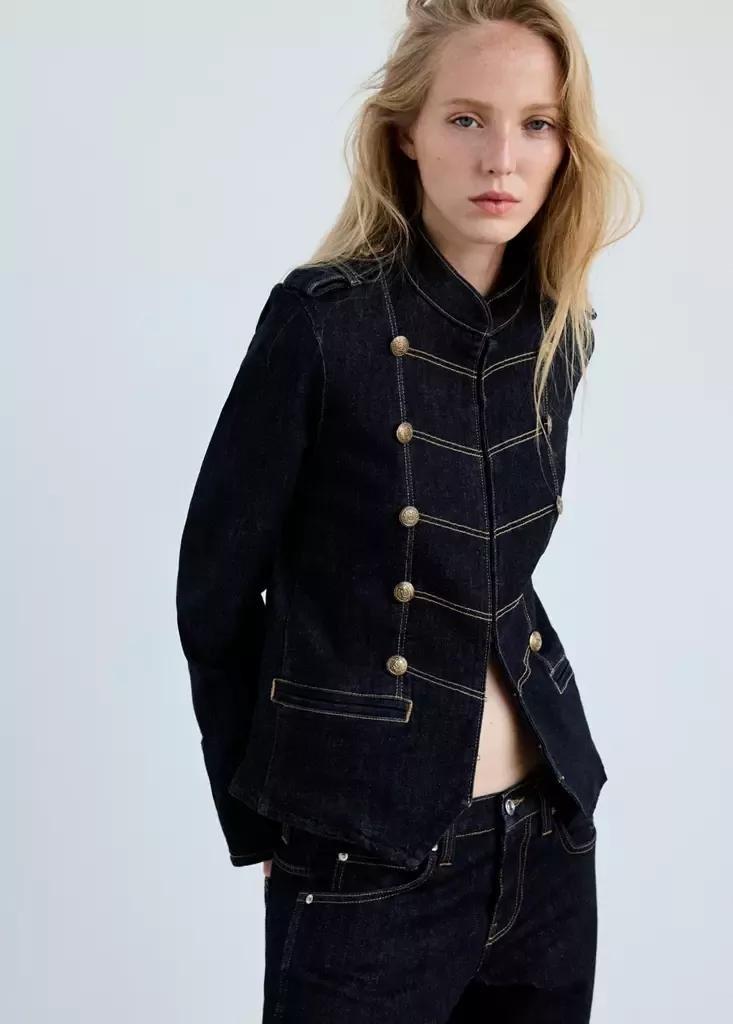 Blue Denim Jacket With Decorative Frog Fastenings, , medium