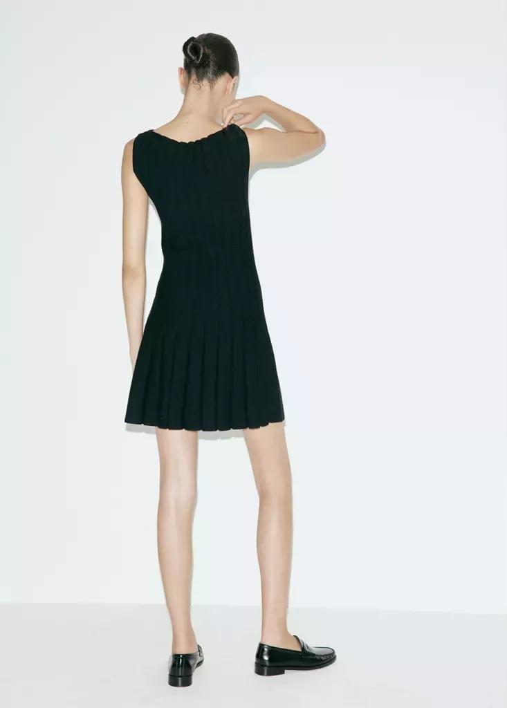 Black Ribbed Knit Dress, , large image number 2