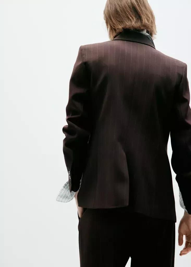 Brown Straight-Fit Suit Blazer, Brown, medium