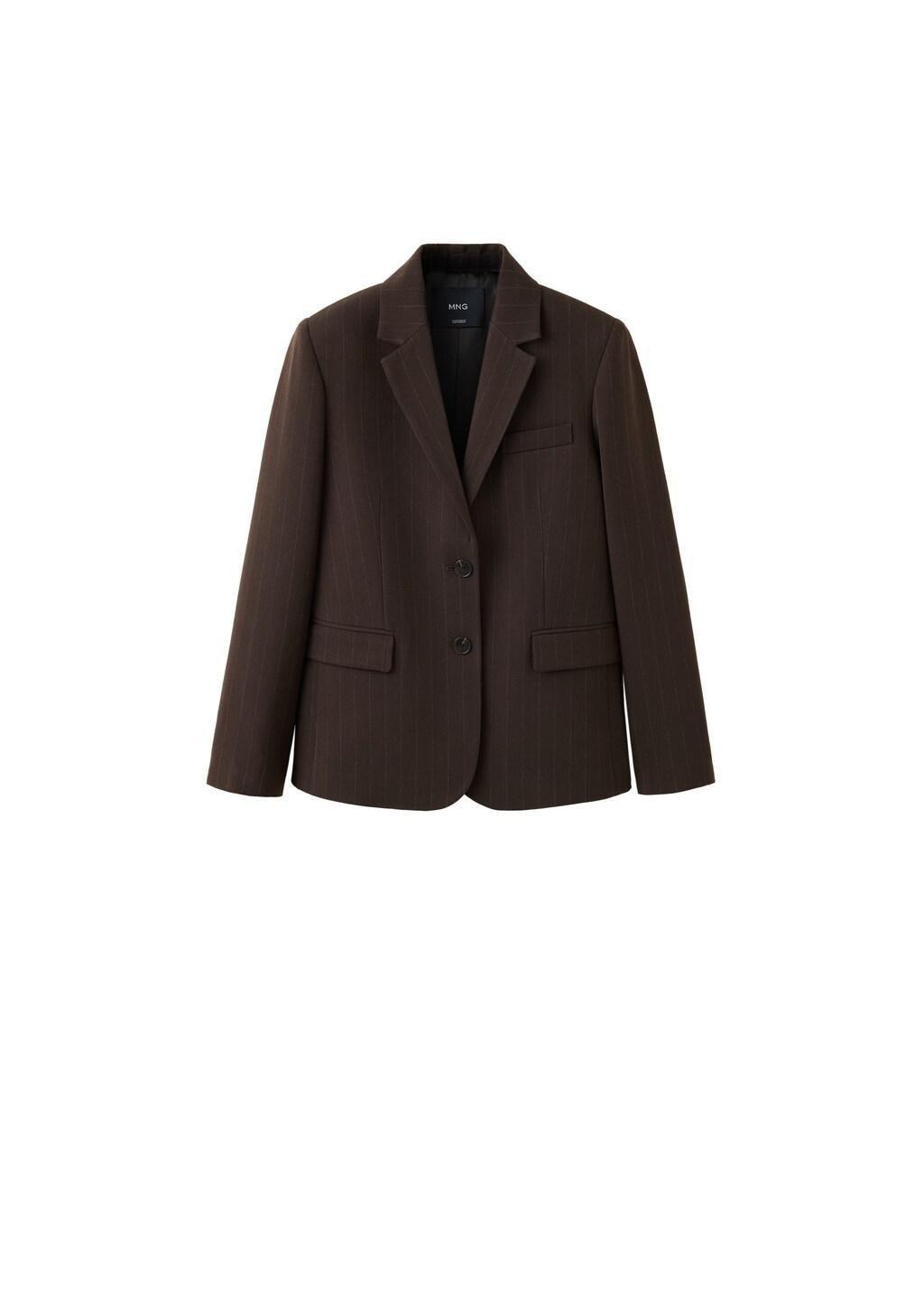 Brown Straight-Fit Suit Blazer, Brown, large image number 4