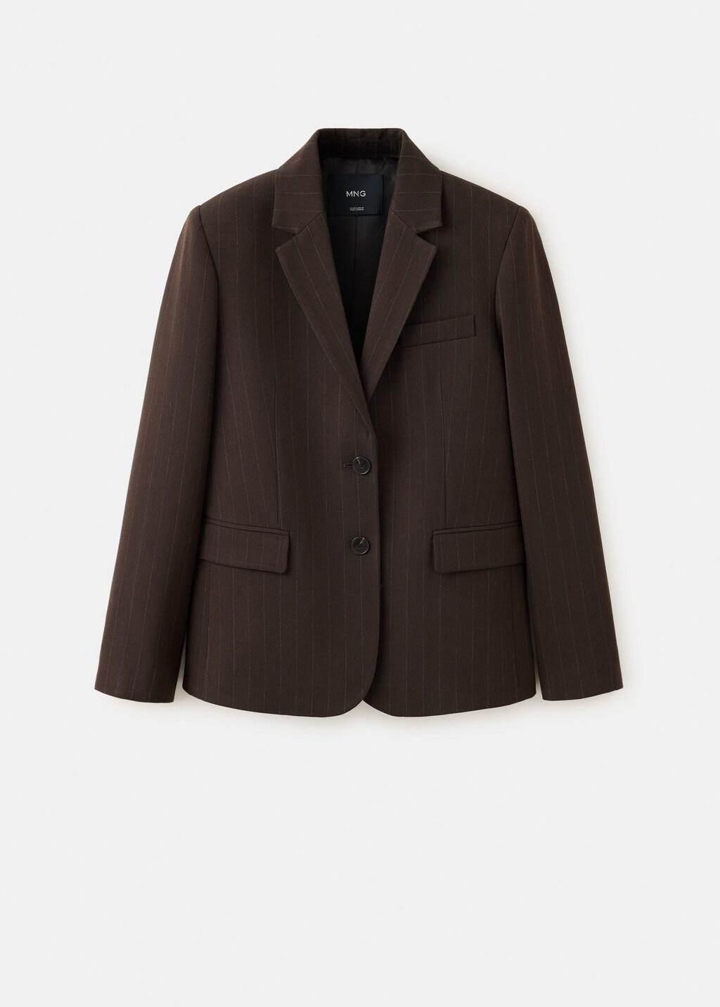 Brown Straight-Fit Suit Blazer, Brown, large image number 5