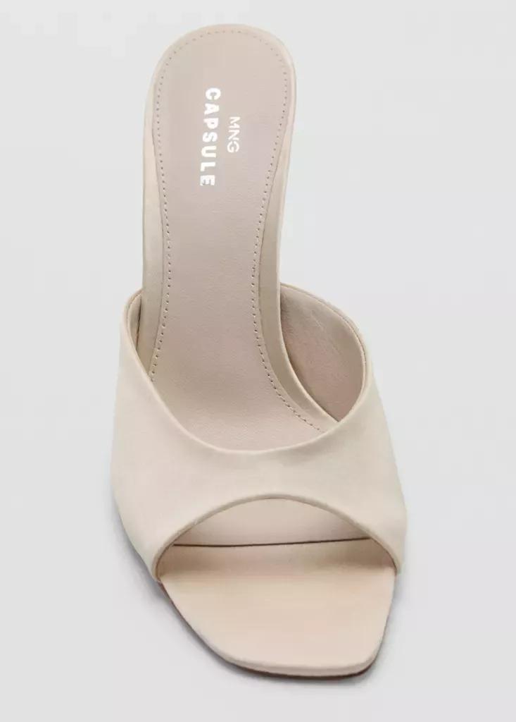Yellow Satin Stiletto Heel Sandals, Yellow, large image number 4