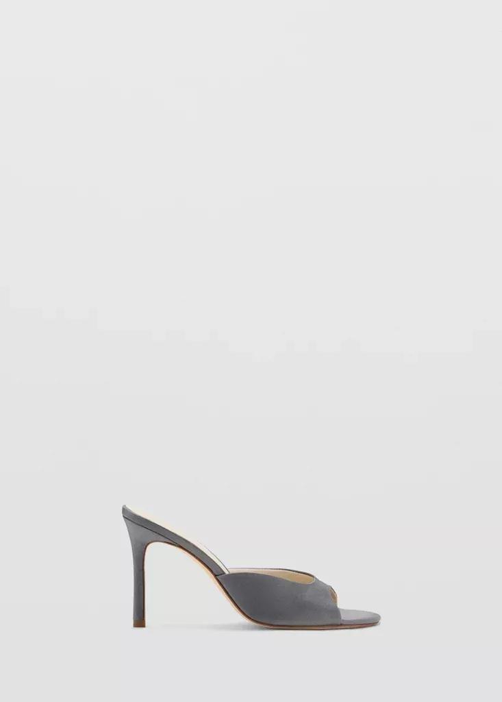 Grey Satin Stiletto Heel Sandals, Grey, large image number 0