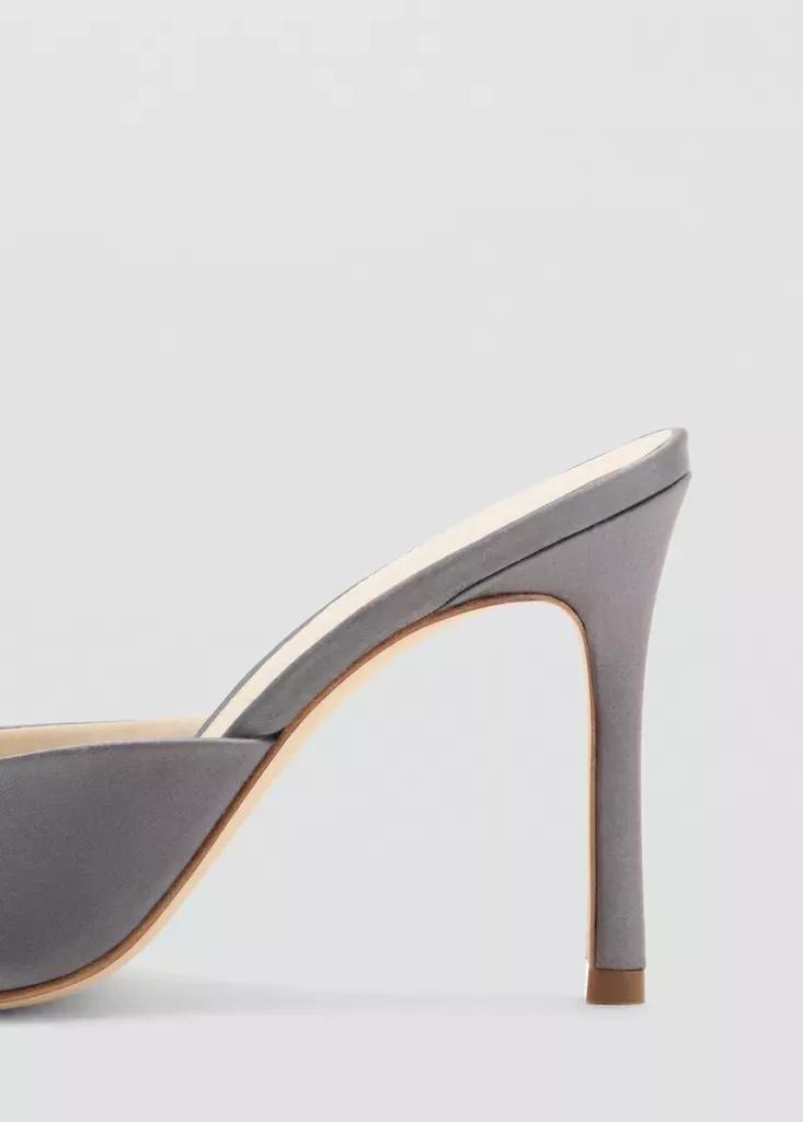 Grey Satin Stiletto Heel Sandals, Grey, large image number 2