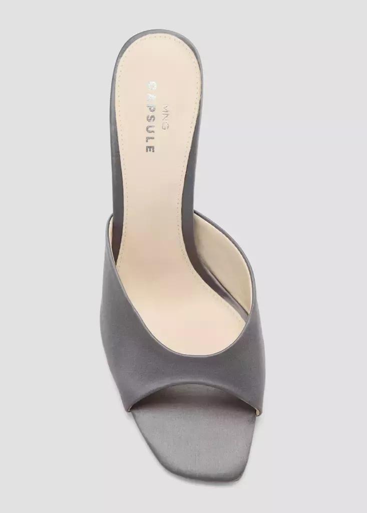 Grey Satin Stiletto Heel Sandals, Grey, large image number 3