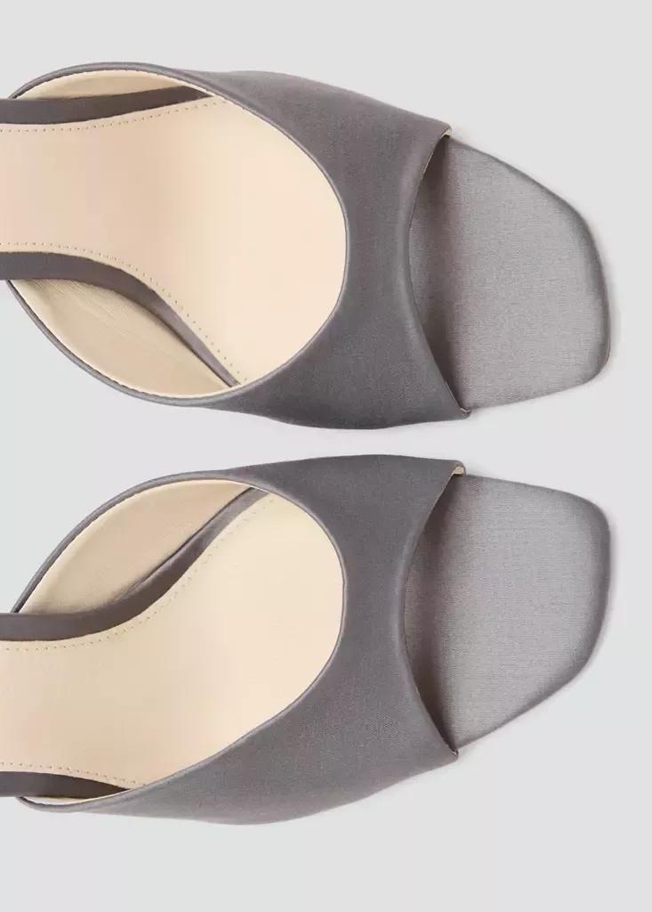 Grey Satin Stiletto Heel Sandals, Grey, large image number 4