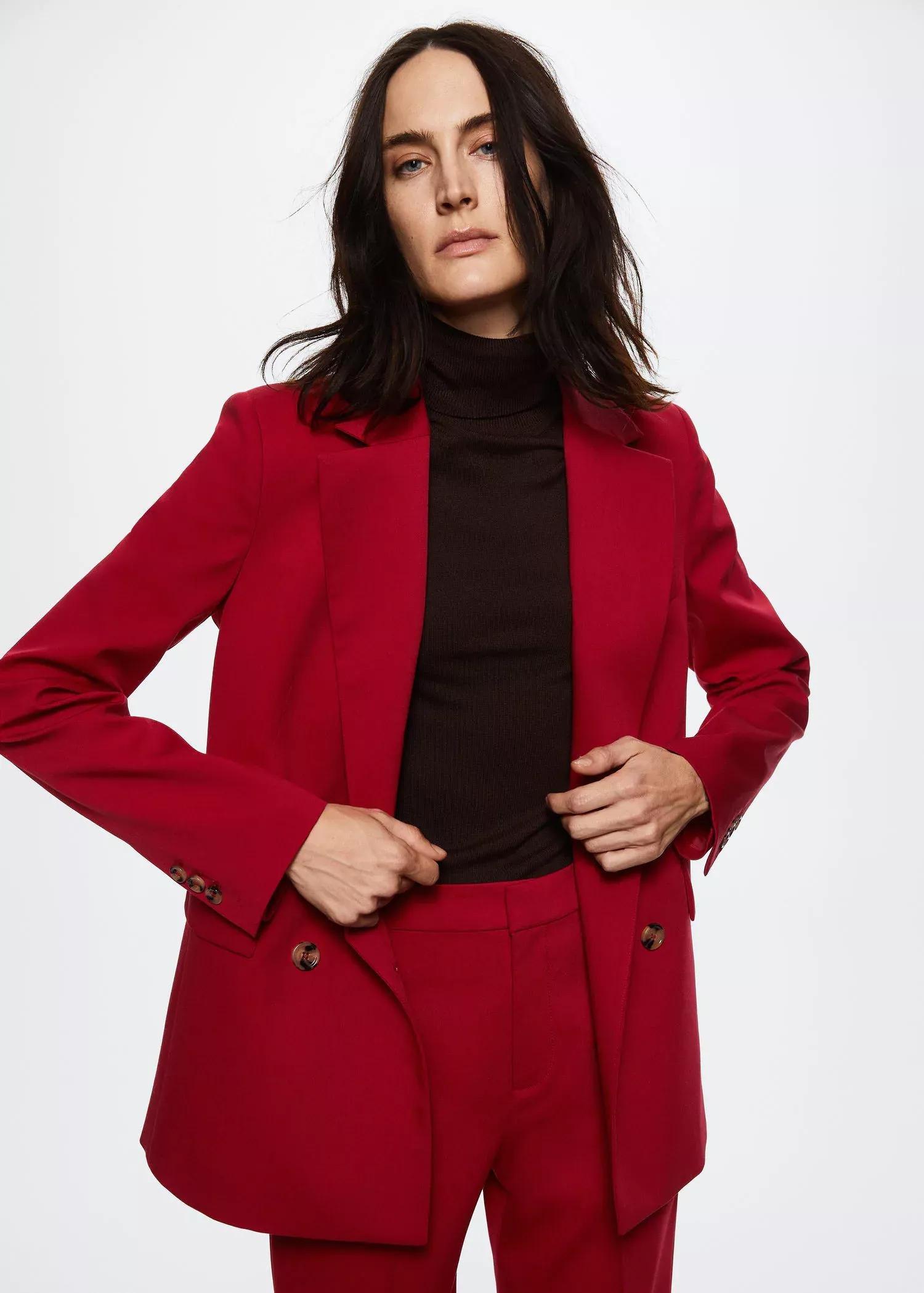 Red Double-Breasted Blazer, , large image number 0